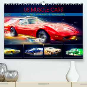 US Muscle Cars Legendäre Amerikanische Traumwagen (Premium, hochwertiger DIN A2 Wandkalender 2023, Kunstdruck in Hochglanz) von Meutzner,  Dirk