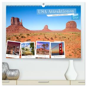 USA ATTRAKTIONEN Urbanes und Naturhighlights (hochwertiger Premium Wandkalender 2024 DIN A2 quer), Kunstdruck in Hochglanz von Viola,  Melanie