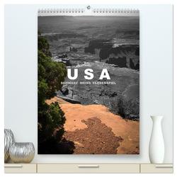 USA – Schwarz weiss Farbenspiel / CH-Version (hochwertiger Premium Wandkalender 2024 DIN A2 hoch), Kunstdruck in Hochglanz von Stut Artwork,  Mona