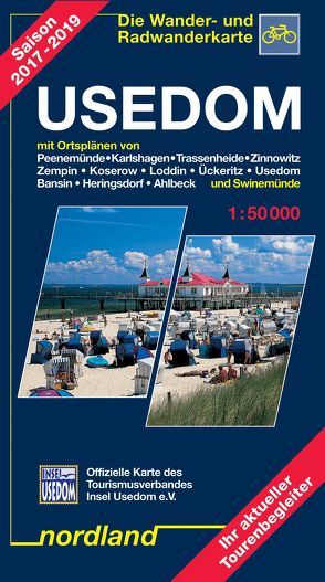 Usedom mit Ortsplänen von Peenemünde, Karlshagen, Trassenheide, Zinnowitz, Zempin, Koserow, Loddin, Ückeritz, Usedom, Bansin, Heringsdorf, Ahlbeck und Swinemünde von Kast,  Peter