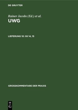 UWG / §§ 14, 15 von Messer,  Herbert