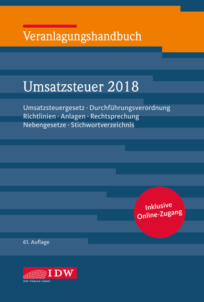 Veranlagungshandbuch Umsatzsteuer 2018, 61. A. von Filtzinger,  Stephan, Widmann,  Werner