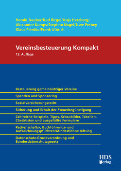 Vereinsbesteuerung Kompakt von Birgel,  Karl, Dauber,  Harald, Herzberg,  Anja, Kamps,  Alexander, Nagel,  Stephan, Perbey,  Uwe, Pientka,  Klaus, Ulbrich,  Frank