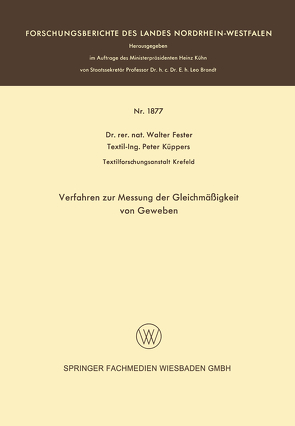 Verfahren zur Messung der Gleichmäßigkeit von Geweben von Fester,  Walter