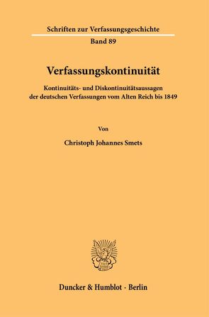 Verfassungskontinuität. von Smets,  Christoph Johannes