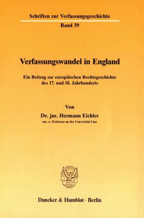 Verfassungswandel in England. von Eichler,  Hermann