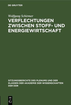 Verflechtungen zwischen Stoff- und Energiewirtschaft von Schirmer,  Wolfgang