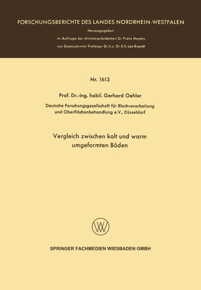 Vergleich zwischen kalt und warm umgeformten Böden von Oehler,  Gerhard