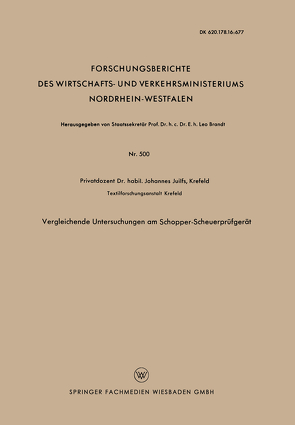 Vergleichende Untersuchungen am Schopper-Scheuerprüfgerät von Juilfs,  Johannes