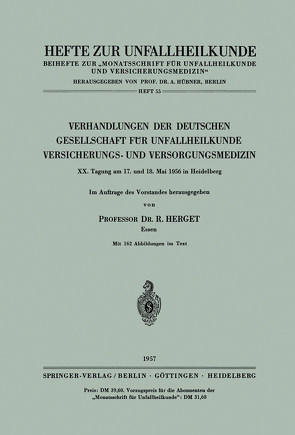 Verhandlungen der Deutschen Gesellschaft für Unfallheilkunde, Versicherungs- und Versorgungsmedizin von Herget,  R.