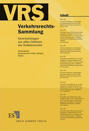 Verkehrsrechts-Sammlung (VRS) / Verkehrsrechts-Sammlung (VRS) Band 107 von Weigelt,  Volker