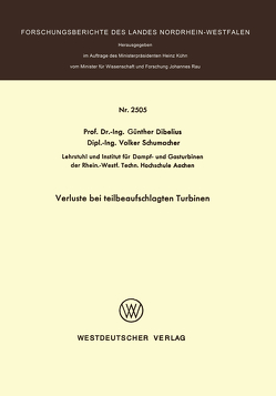 Verluste bei teilbeaufschlagten Turbinen von Dibelius,  Günther