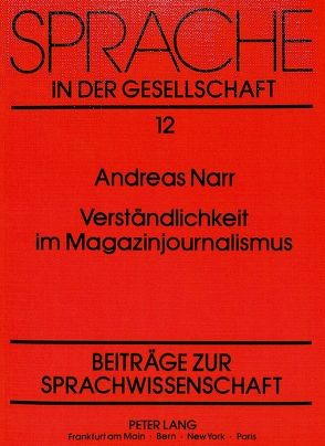 Verständlichkeit im Magazinjournalismus von Narr,  Andreas