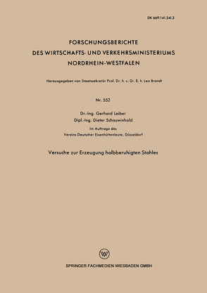 Versuche zur Erzeugung halbberuhigten Stahles von Leiber,  Gerhard