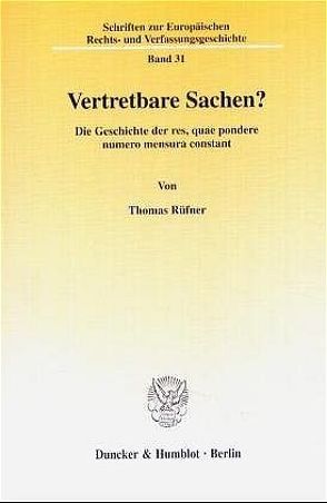 Vertretbare Sachen? von Rüfner,  Thomas