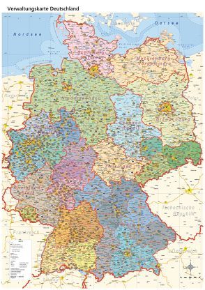 politische Verwaltungskarte Deutschland mit Regierungsbezirken und Laminierung (beschreib- und abwischbar)