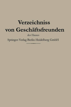 Verzeichniss von Geschäftsfreunden des Hauses von Spamer,  Otto