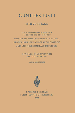 Vier Vorträge von Just,  Günther, Spranger,  Eduard