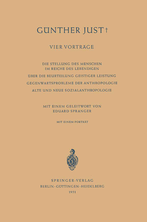 Vier Vorträge von Just,  Günther, Spranger,  Eduard