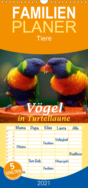 Vögel in Turtellaune – Familienplaner hoch (Wandkalender 2021 , 21 cm x 45 cm, hoch) von Brunner-Klaus,  Liselotte