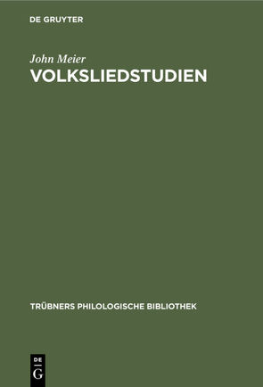 Volksliedstudien von Meier,  John