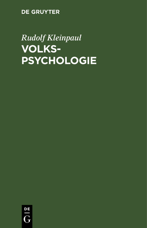 Volkspsychologie von Kleinpaul,  Rudolf