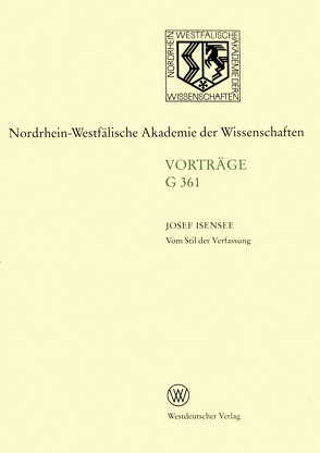 Vom Stil der Verfassung von Isensee,  Josef