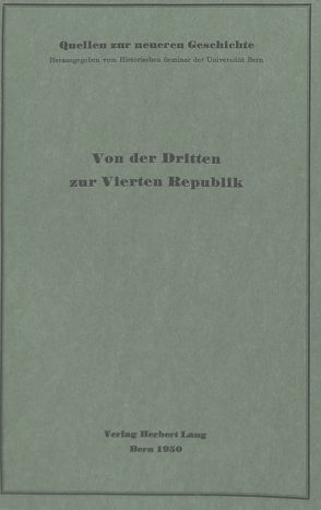 Von der Dritten zur Vierten Republik von Walder,  Ernst