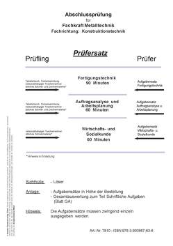 Vorbereitungsprüfung Theorie Abschlussprüfung Fachkraft für Metalltechnik Fachrichtung Konstruktionstechnik