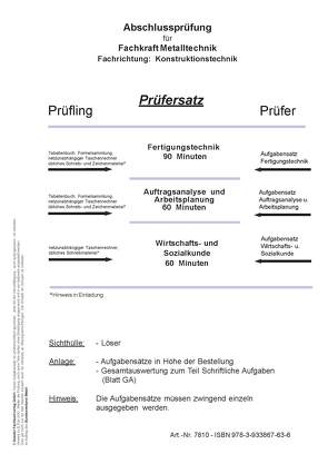 Vorbereitungsprüfung Theorie Abschlussprüfung Fachkraft für Metalltechnik Fachrichtung Konstruktionstechnik