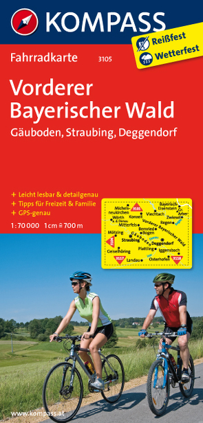 KOMPASS Fahrradkarte Vorderer Bayerischer Wald – Gäuboden – Straubing – Deggendorf von KOMPASS-Karten GmbH