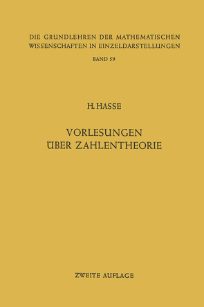 Vorlesungen über Zahlentheorie von Hasse,  Helmut