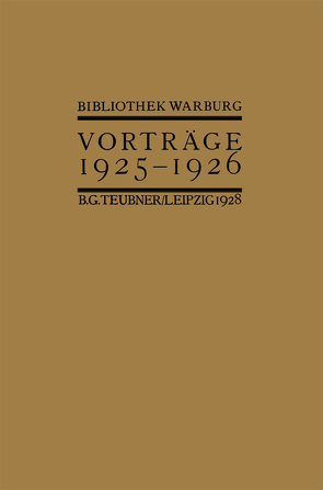 Vorträge der Bibliothek Warburg von Saxl,  Fritz