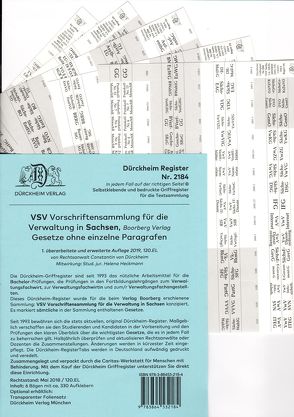 DürckheimRegister® VSV SACHSEN (2019/2020), BOORBERG Verlag von Dürckheim,  Constantin, Heckmann,  Helena