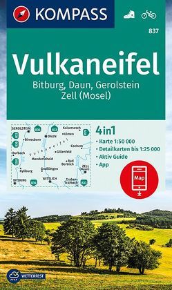 KOMPASS Wanderkarte Vulkaneifel, Bitburg, Daun, Gerolstein, Zell (Mosel) von KOMPASS-Karten GmbH