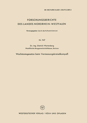 Wachstumsgesetze beim Vermessungskreiselkompaß von Wartenberg,  Dietrich