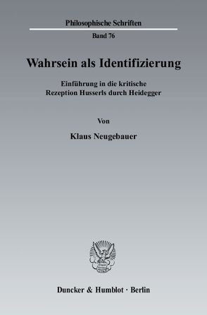 Wahrsein als Identifizierung. von Neugebauer,  Klaus