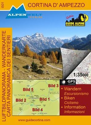 Wanderkarte & Luftbildpanoramakarte Cortina D´ampezzo