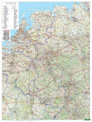 Wandkarte: Deutschland West, Poster, 1:500.000, Metallbestäbt in Rolle von Freytag-Berndt und Artaria KG