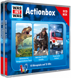 WAS IST WAS 3-CD-Hörspielbox. Actionbox von Bauer,  Matthias, Baur,  Dr. Manfred, Carlsson,  Anna, Falk,  Matthias, Haßler,  Sebastian, Illi,  Günther, Krumbiegel,  Crock, Riedl,  Jakob, Semar,  Kristiane