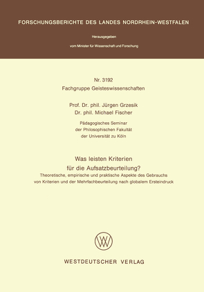 Was leisten Kriterien für die Aufsatzbeurteilung? von Grzesik,  Jürgen