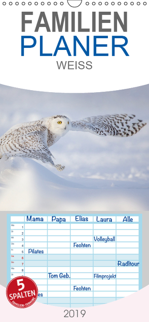 WEISS – Familienplaner hoch (Wandkalender 2019 , 21 cm x 45 cm, hoch) von Vollborn,  Marion