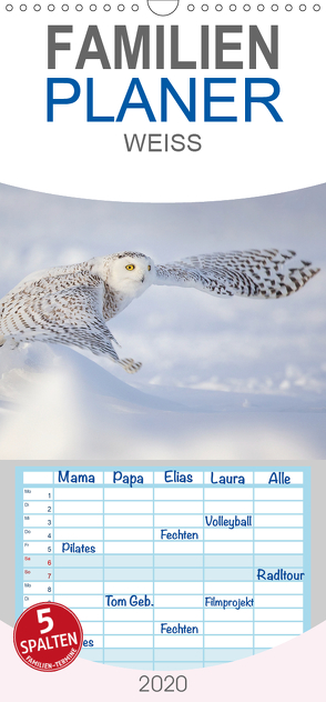 WEISS – Familienplaner hoch (Wandkalender 2020 , 21 cm x 45 cm, hoch) von Vollborn,  Marion