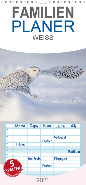 WEISS – Familienplaner hoch (Wandkalender 2021 , 21 cm x 45 cm, hoch) von Vollborn,  Marion