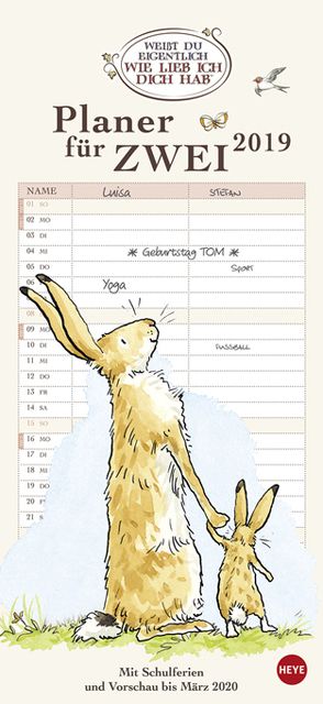 Weißt du eigentlich, wie lieb ich dich hab? Planer für zwei – Kalender 2019 von Heye