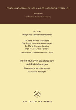 Weiterbildung von Sozialarbeitern und Sozialpädagogen von Klusemann,  Hans-Werner