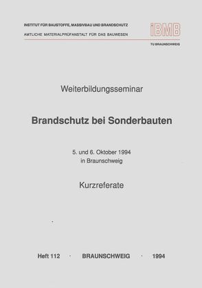 Weiterbildungsseminar Brandschutz bei Sonderbauten von Hosser,  Dietmar