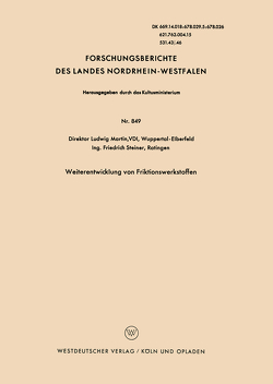 Weiterentwicklung von Friktionswerkstoffen von Martin,  Ludwig