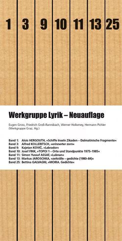 Werkgruppe Lyrik – Neuauflage von Fink,  Josef, Galvagni,  Bettina, Hergouth,  Alois, Jaroschka,  Markus, Kolleritsch,  Alfred, Kovic,  Kajetan, Yussuf-Assaf,  Simon