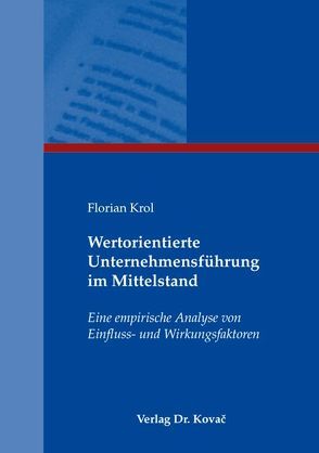 Wertorientierte Unternehmensführung im Mittelstand von Krol,  Florian